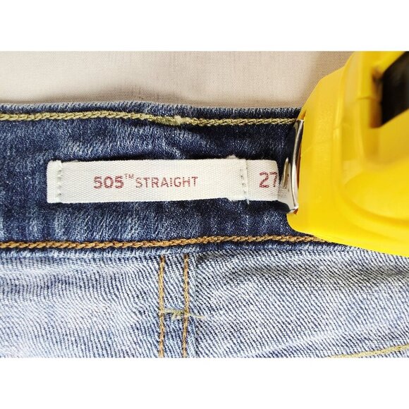 Levi's 27X29 Size 4S Womens 505 Straight Blue Denim 5 Pocket Logo Tag Jeans - Picture 11 of 14